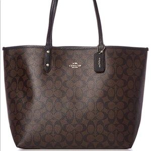 Coach Reversible City Tote Bag Canvas Brown/Black